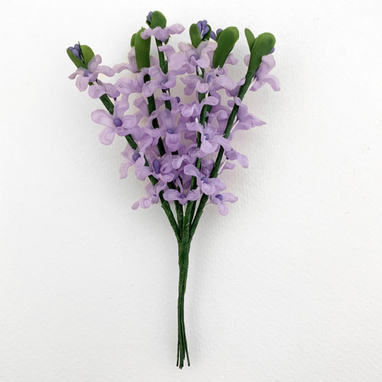 6 Purple Fabric Lilac Stems for Crafts